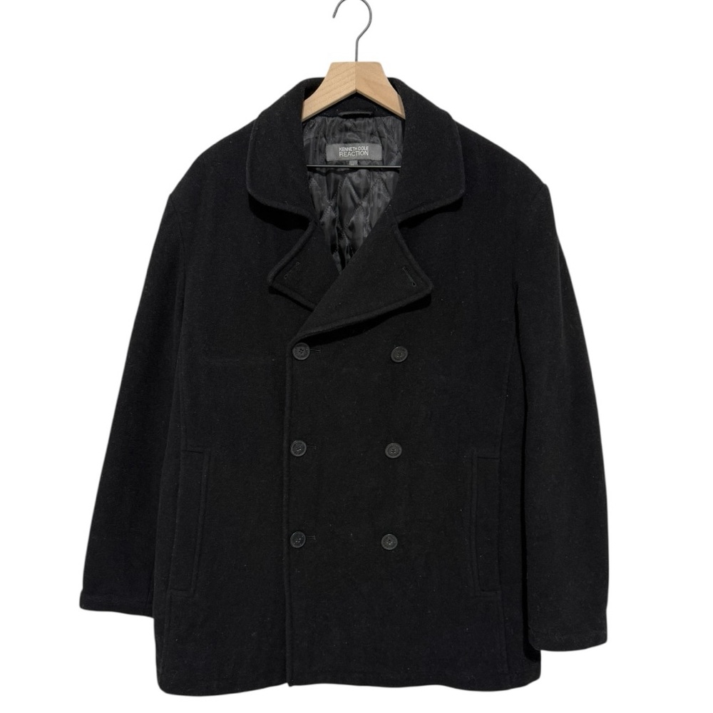 Kenneth Cole Reaction Men’s Wool Blend Peacoat Black Jacket Size XL